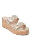 Jack Rogers Lauren Mid Wedge Womens Leather Cork Wedges In Jacks Platinum