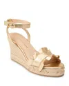 Jack Rogers Women's Rozette Ruffle Wedge Sandals In Gold