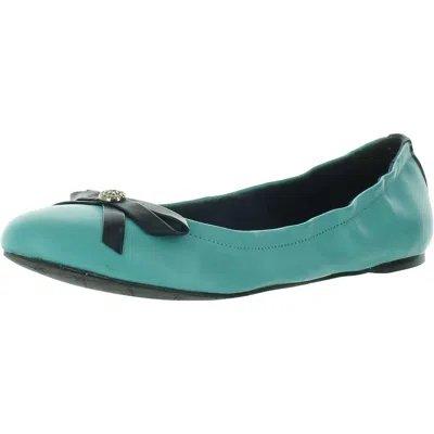 Jack Rogers Womens Bow Faux Leather Ballet Flats In Blue
