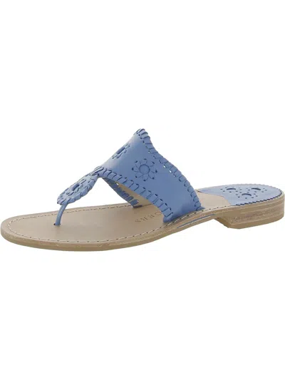 Jack Rogers Womens Leather Slip-on Thong Sandals In Blue