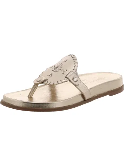 Jack Rogers Womens Metallic Thong Flatform Sandals In White