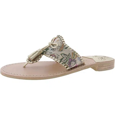Jack Rogers Womens Tassel Leather Thong Sandals In Multi