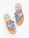 JACK ROGERSÂ® FOR TALBOTS SHELL EMBROIDERED SANDALS - NATURAL/BLUE - 11M