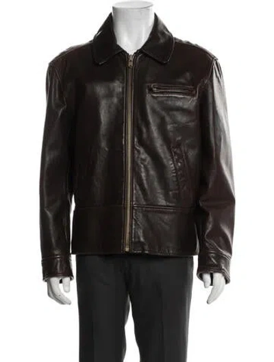 Pre-owned Jack Spade Leather Jacket In Brown