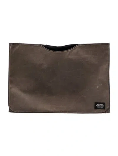 Pre-owned Jack Spade Leather Portfolio In Gray