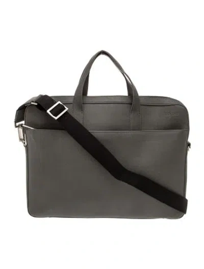 Pre-owned Jack Spade Saffiano Leather Messenger Bag In Grey