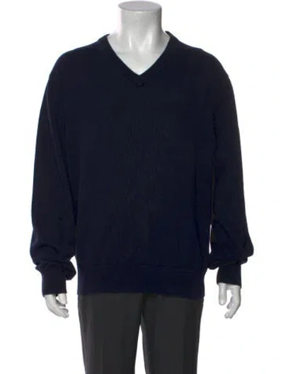 Pre-owned Jack Spade V-neck Long Sleeve Pullover In Blue