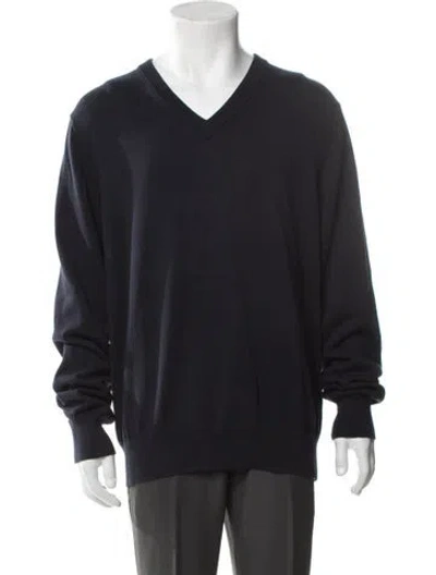 Pre-owned Jack Spade V-neck Long Sleeve Pullover In Blue