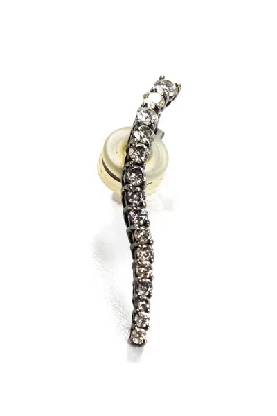 Jack Vartanian Womens 18kt Gold Diamond Voyear Omega Back Earrings 1.25" 3g In Silver