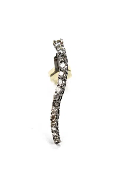 Jack Vartanian Womens 18kt Gold Diamond Voyear Omega Dangle Earrings 1.25" 3g In Silver