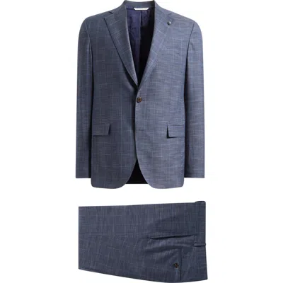Jack Victor 250th Capsule Mason Regular Fit Blue Mélange Windowpane Check Wool & Silk Suit