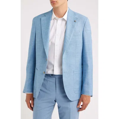 Jack Victor 250th Capsule Myles Unconstructed Light Blue Slub Wool & Silk Blend Sport Coat