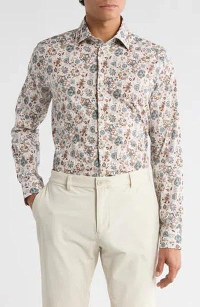 Jack Victor Aberdeen Stretch Cotton Dress Shirt In Brown