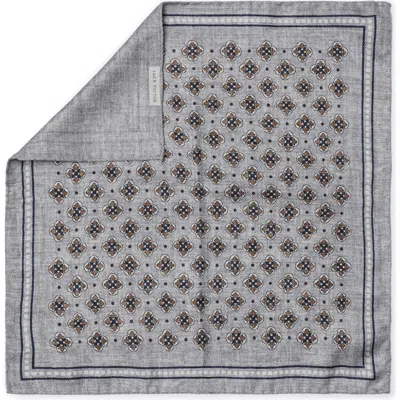 Jack Victor Anwoth Reversible Silk Pocket Square In Grey