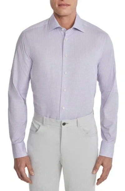 Jack Victor Arsenio Windowpane Cotton Twill Dress Shirt In Gold