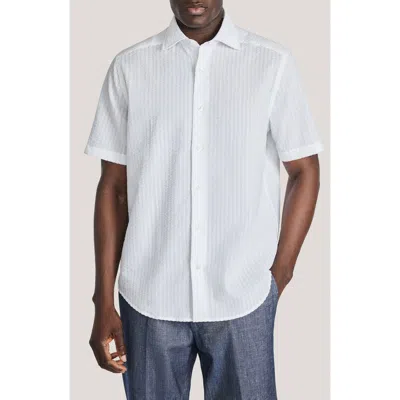 Jack Victor Bedford Cotton Seersucker Button-up Shirt In White