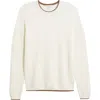 Jack Victor Belvedere Tipped Merino Wool Sweater In Ecru