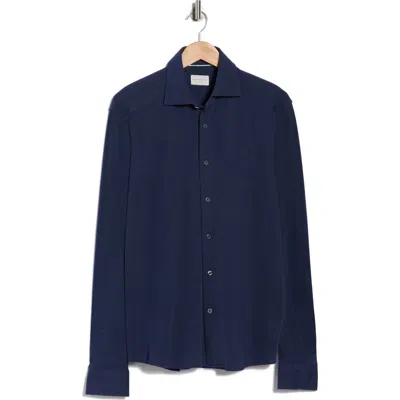 Jack Victor Bernard Long Sleeve Knit Shirt In Blue