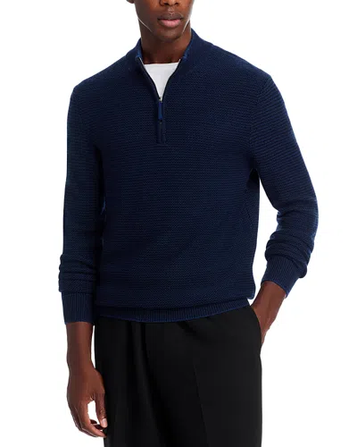 Jack Victor Birdseye Knit Quarter Zip Sweater In Blue