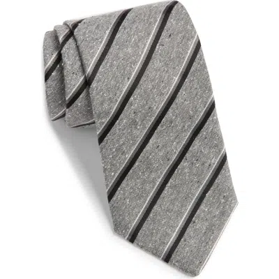 Jack Victor Bourette Silk Stripe Tie In Grey
