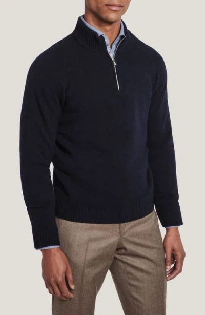 Jack Victor Canora Lambswool Blend Half Zip Pullover In Navy