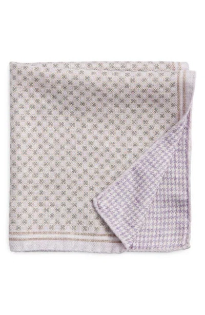 Jack Victor Claude Reversible Silk Pocket Square In Lavender