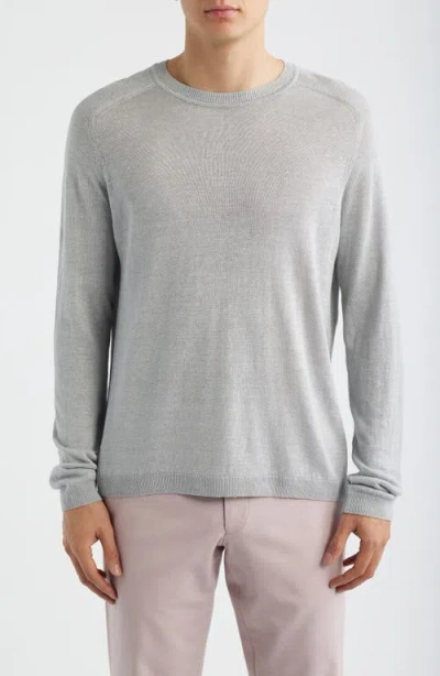 Jack Victor Cormack Long Sleeve Crewneck Linen & Silk Pullover In Gray