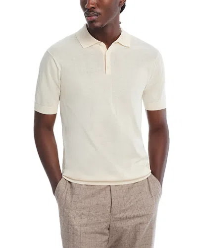 Jack Victor Cotton & Silk Knit Polo Shirt In Ecru