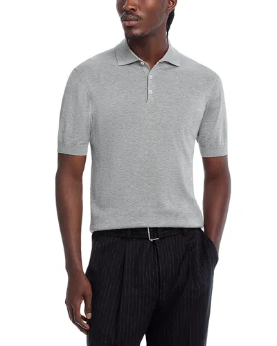 Jack Victor Cotton & Silk Knit Polo Shirt In Grey