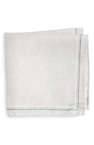 Jack Victor Crestwool Solid & Houndstooth Check Reversible Silk Pocket Square In Gray