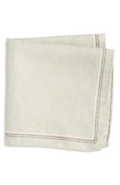 Jack Victor Crestwool Solid & Houndstooth Check Reversible Silk Pocket Square In Green