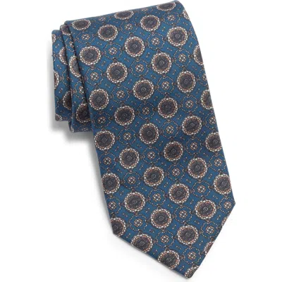 Jack Victor Cromwell Medallion Print Silk Tie In Blue