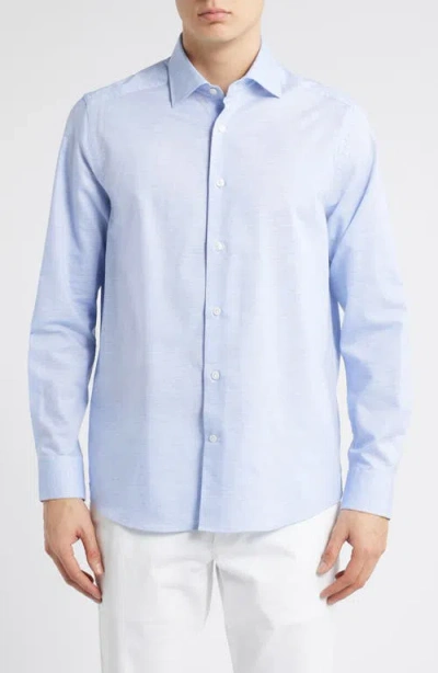 Jack Victor Danforth Stretch Cotton & Linen Blend Dress Shirt In Blue