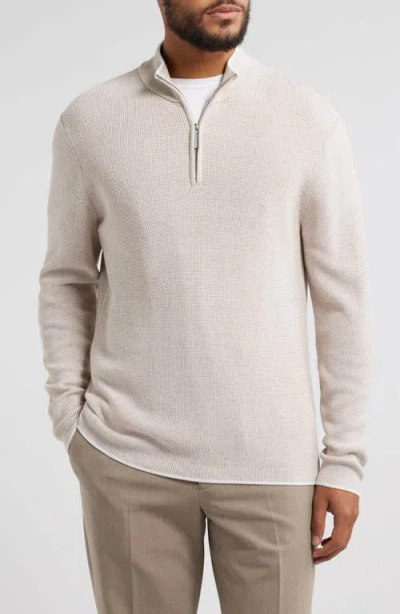 Jack Victor Daulac Quarter Zip Pullover In Sand