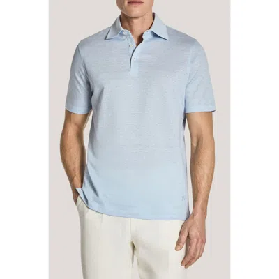Jack Victor Davis Cotton & Linen Polo In Blue
