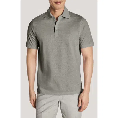 Jack Victor Davis Cotton & Linen Polo In Gray