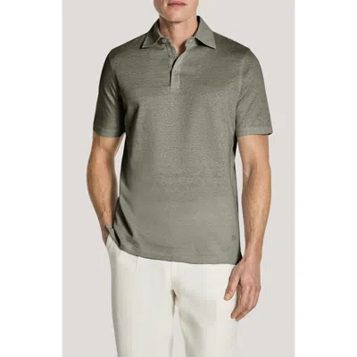 Jack Victor Davis Cotton & Linen Polo In Green