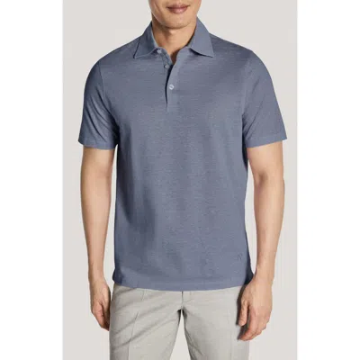 Jack Victor Davis Cotton Blend Piqué Polo In Blue