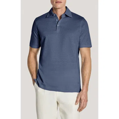 Jack Victor Davis Cotton Blend Piqué Polo In Blue