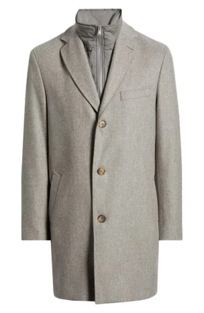 Jack Victor Delroy Wool Topcoat With Removable Bib In Oatmeal