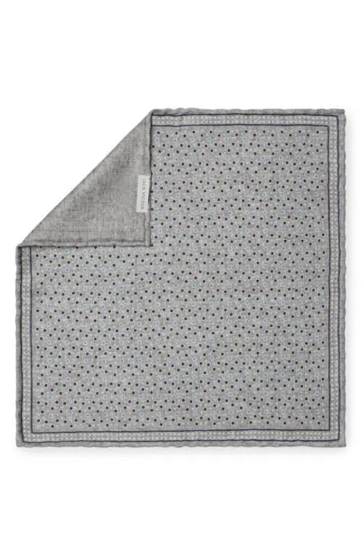 Jack Victor Dollard Reversible Silk Pocket Square In Gray