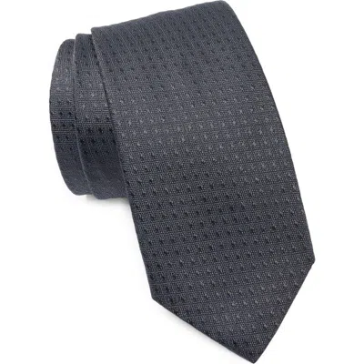 Jack Victor Dot Cotton & Silk Blend Tie In Charcoal