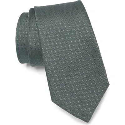 Jack Victor Dot Cotton & Silk Blend Tie In Olive