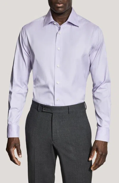 Jack Victor Dream Lilac Cotton Stretch Twill Dress Shirt In Purple