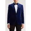 Jack Victor Edison Cotton Stretch Velvet Dinner Jacket In Blue