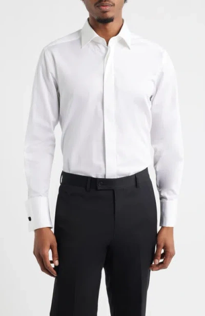 Jack Victor Edmund White Cotton Twill Tuxedo Shirt