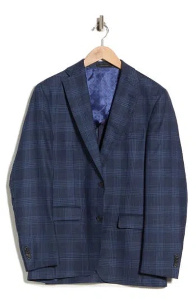 Jack Victor Elex Plaid Wool Sport Coat In Mid Blue