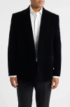 Jack Victor Ellis Double Breasted Black Super 130s Wool Blend Velvet Dinner Jacket In Black