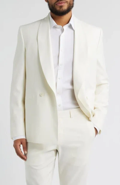Jack Victor Ellis Double Breasted Ivory Super 120s Wool Dinner Jacket In White