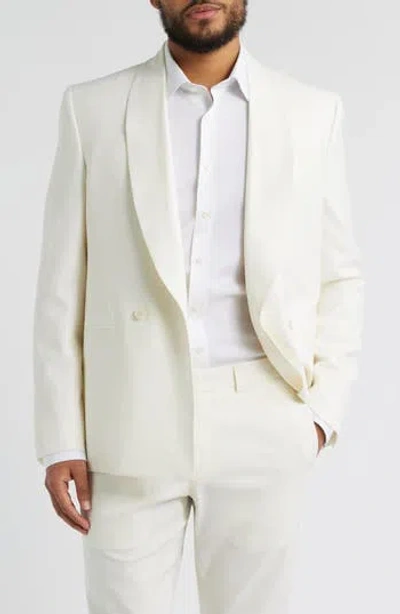 Jack Victor Ellis Double Breasted Ivory Super 120s Wool Dinner Jacket In White